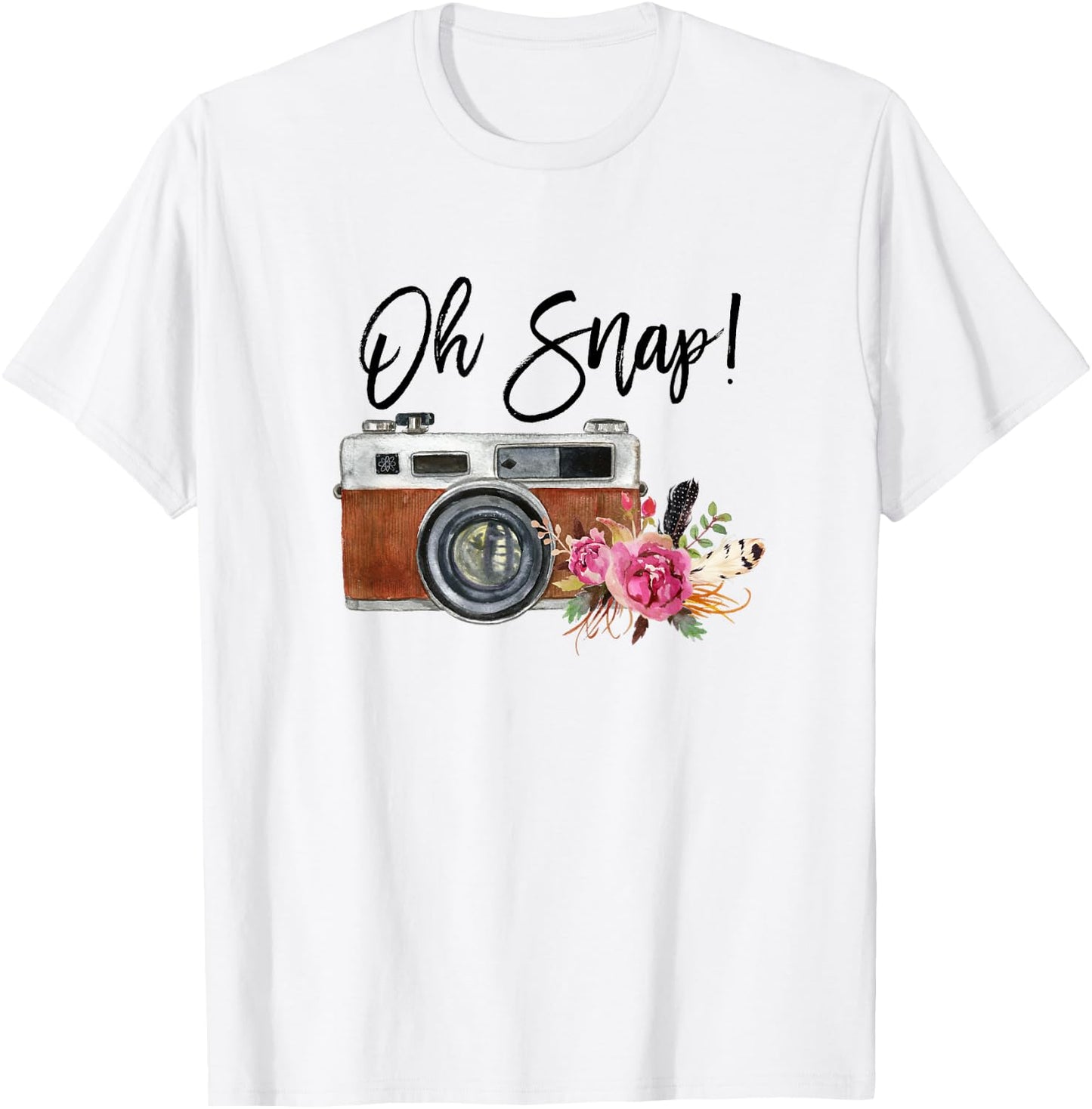 Oh Snap, Watercolor Camera, Girly Photography T-Shirt - T-Shirt | White