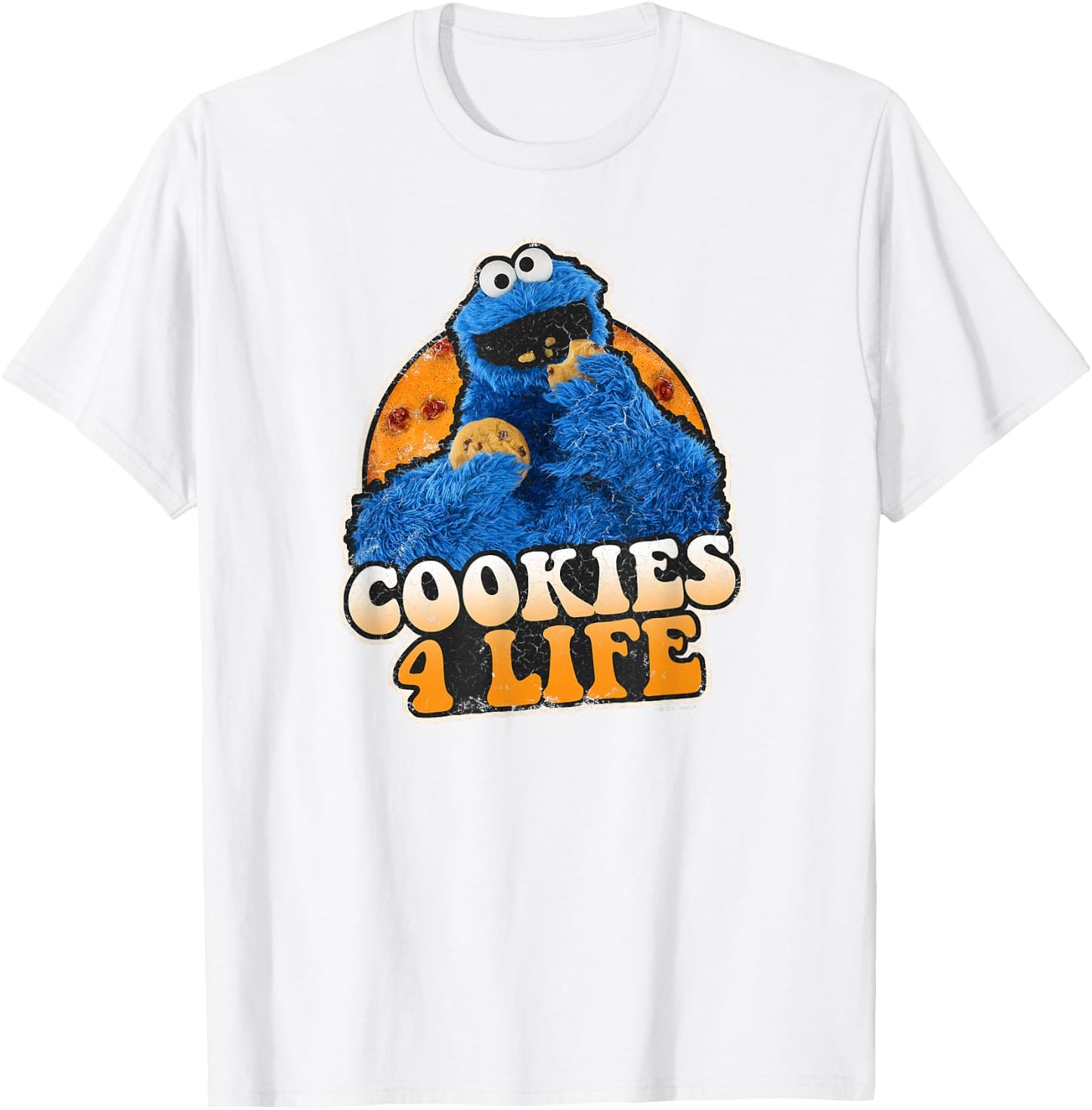 Sesame Street Cookie Monster Cookies 4 Life T-Shirt - T-Shirt | White