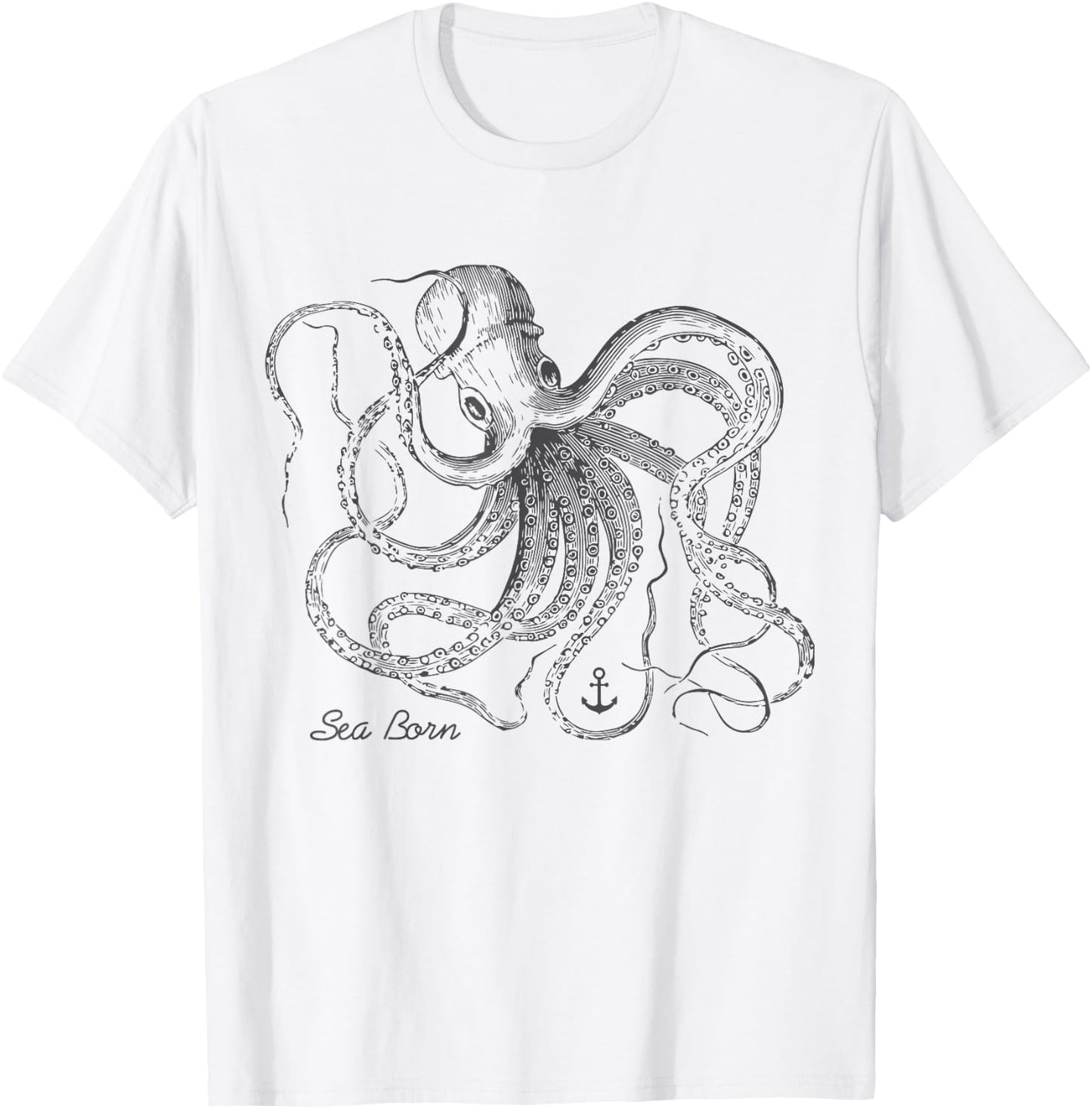 Vintage Black Octopus Marine Biologist Ocean Sea Life T-Shirt - T-Shirt | White