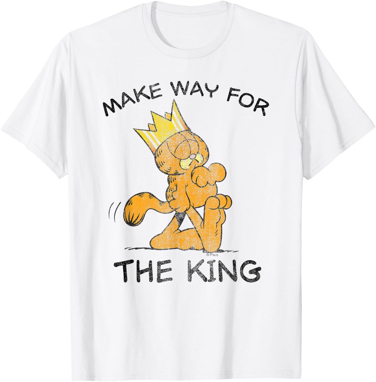 Garfield Make Way for The King Cartoon Cat T-Shirt - T-Shirt | White