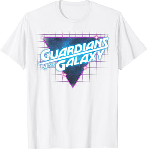 Marvel Guardians of The Galaxy Vintage Grid Neon Logo T-Shirt - T-Shirt | White