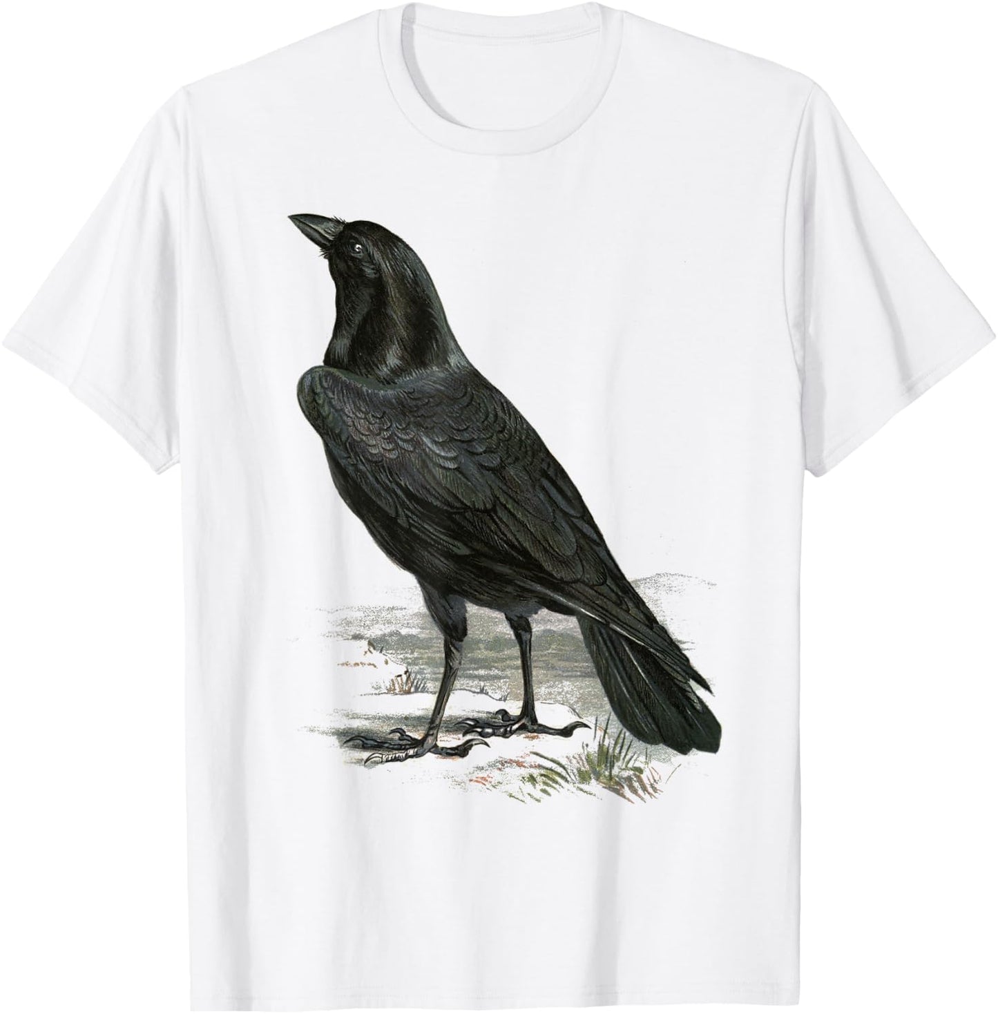 Raven Vintage Illustration Crow T-Shirt - T-Shirt | White