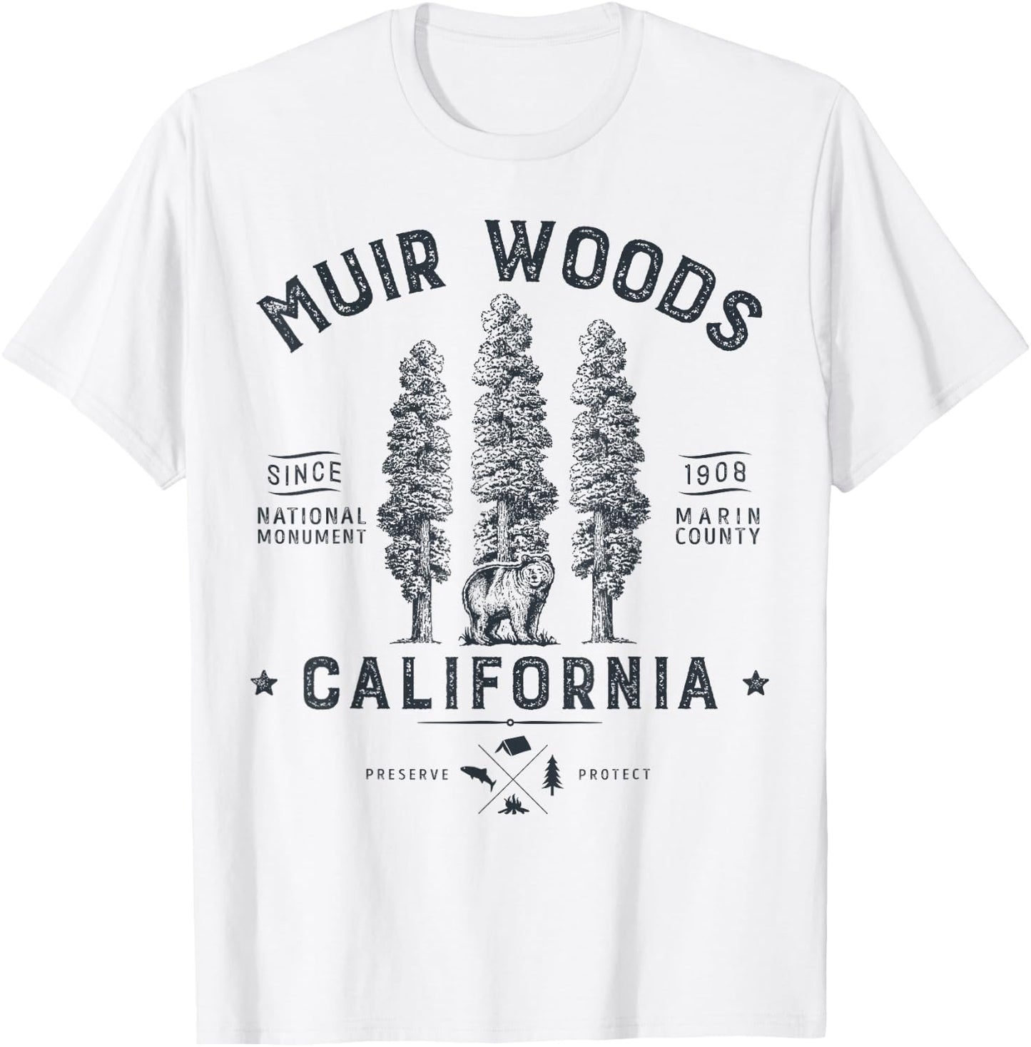 Muir Woods National Monument T Shirt California Redwood Park T-Shirt - T-Shirt | White