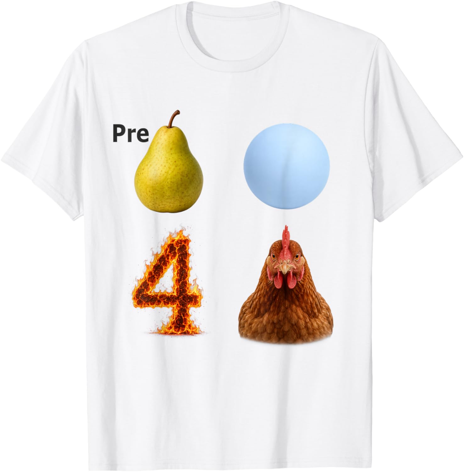 Pre Pear Uranus 4 Chicken Funny Meme T-Shirt - T-Shirt | White