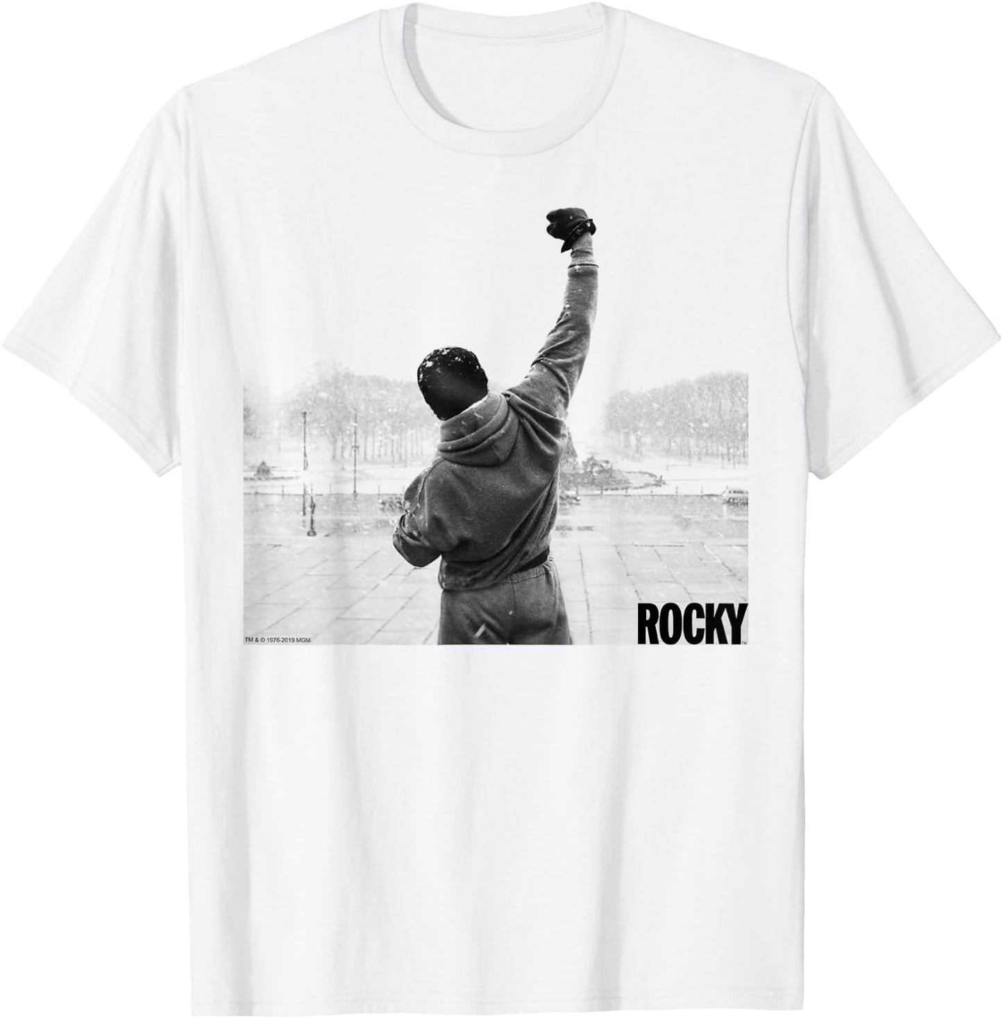 Rocky Fist Raise Grey Scale Movie Poster T-Shirt - T-Shirt | White