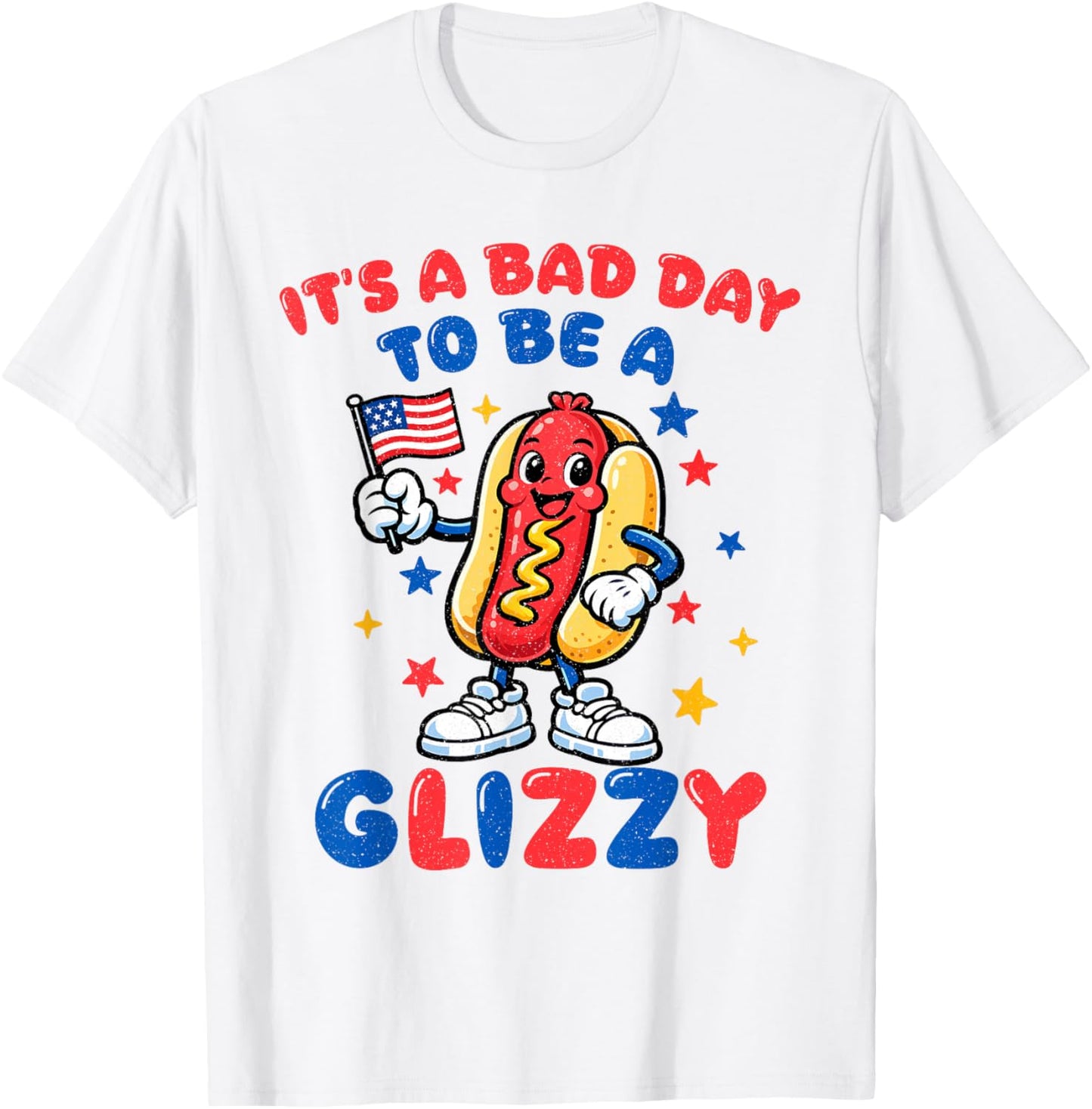 Funny It's A Bad Day to Be A Hotdog Fourth of July Patriotic T-Shirt - T-Shirt | White