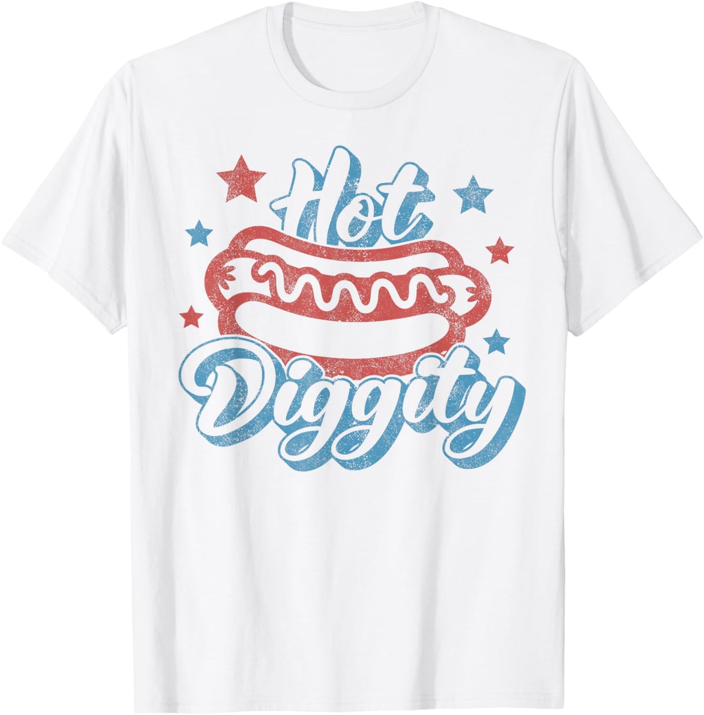 American Hot Diggity Hotdog BBQ 4th of July USA Hot Dog T-Shirt - T-Shirt | White