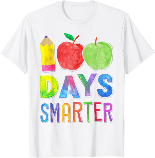 100 Days Smarter 100th Day of School Shirt Women Teacher T-Shirt - T-Shirt | White