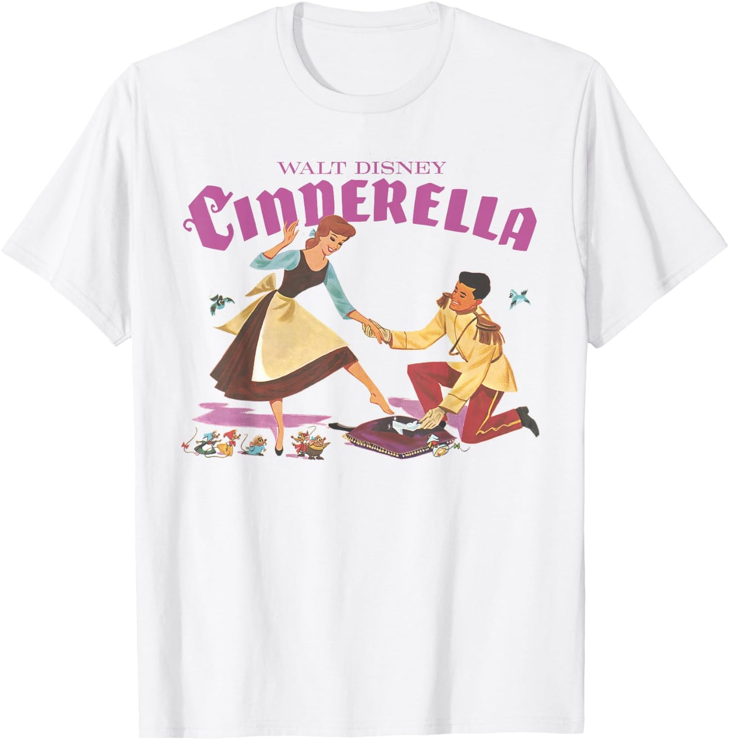 Disney Cinderella Shoe Fitting Title Logo T-Shirt - T-Shirt | White