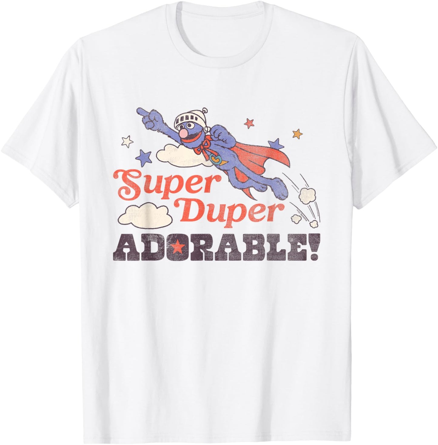Sesame Street Vintage Heart Grover, Super Duper Adorable T-Shirt - T-Shirt | White