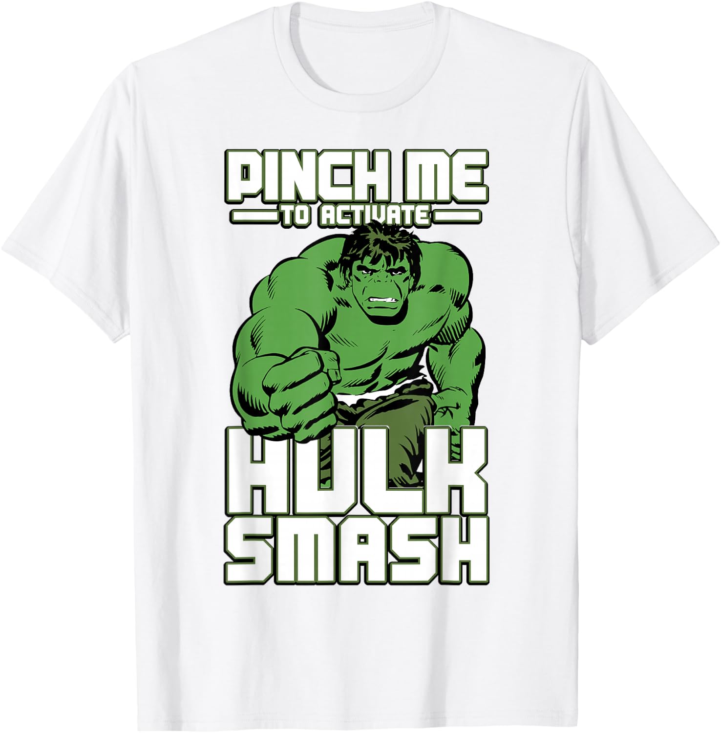 Marvel Hulk Pinch Me To Activate Hulk Smash Graphic T-Shirt - T-Shirt | White