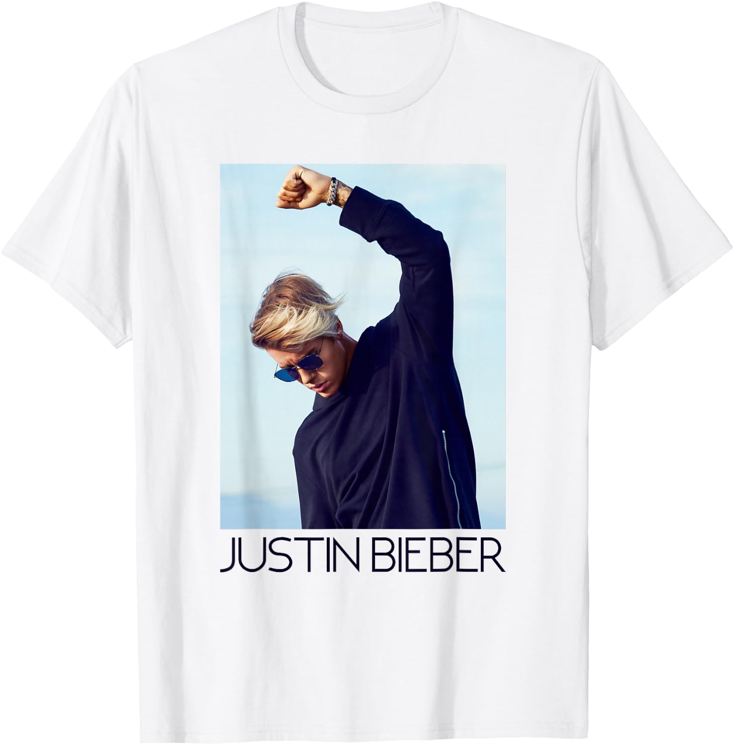 Justin Bieber Official Blue Shades Fist T-Shirt - T-Shirt | White