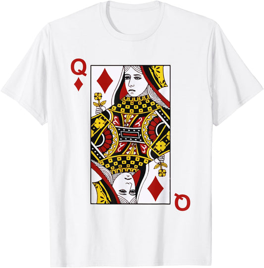 Queen of Diamond Blackjack Cards Poker 21 Q T-Shirt - T-Shirt | White