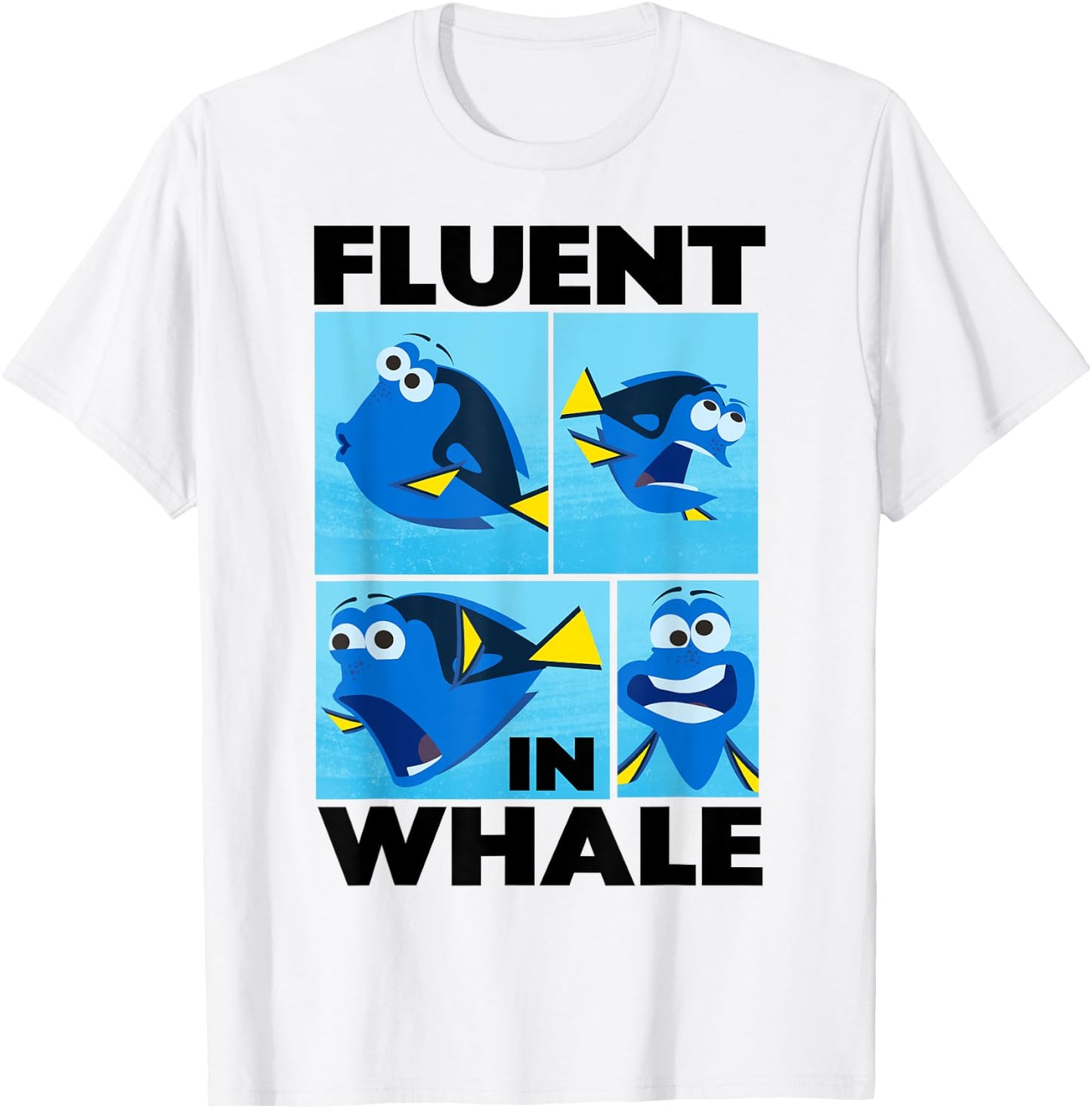 Disney Pixar Finding Dory Fluent in Whale Dory Box Ups T-Shirt - T-Shirt | White