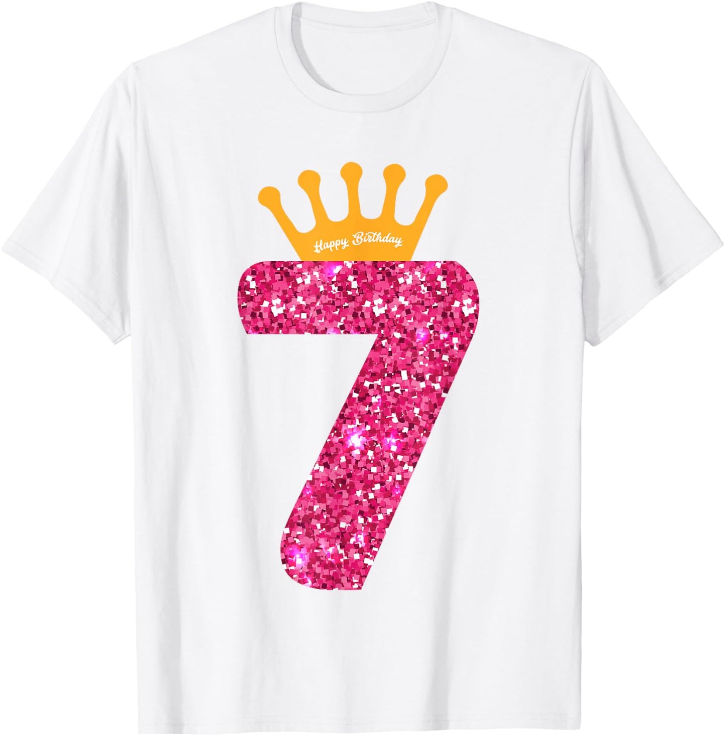 Happy Birthday Girls 7th Party 7 Years Old Bday T-Shirt - T-Shirt | White