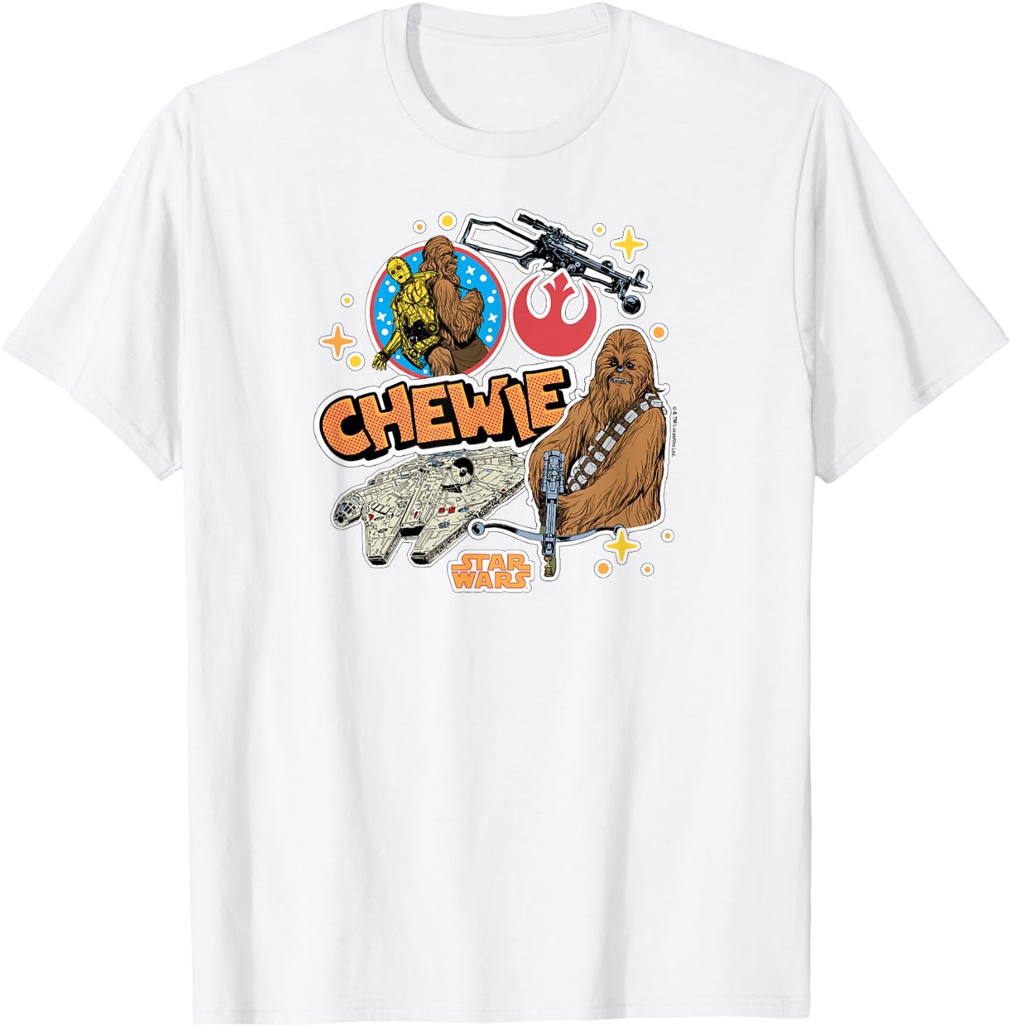 Star Wars - Chewbacca Stickers T-Shirt - T-Shirt | White