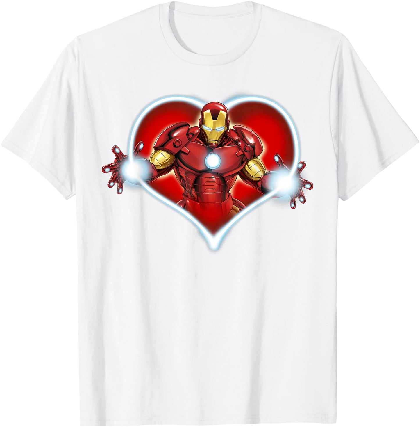 Marvel Iron Man Heart Blaster Glow Valentine Graphic T-Shirt - T-Shirt | White