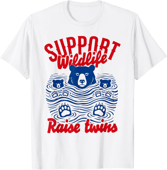Support Wildlife Raise Twins T-Shirt - T-Shirt | White
