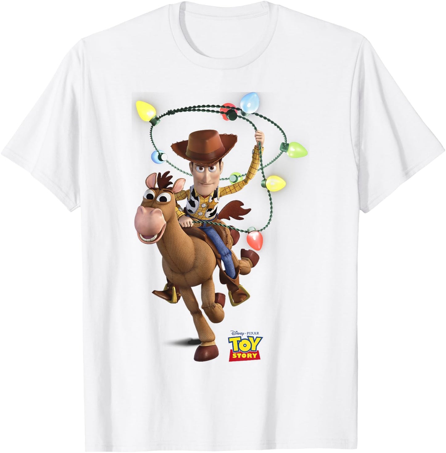 Disney Pixar Toy Story Woody Bullseye X-Mas Light T-Shirt - T-Shirt | White