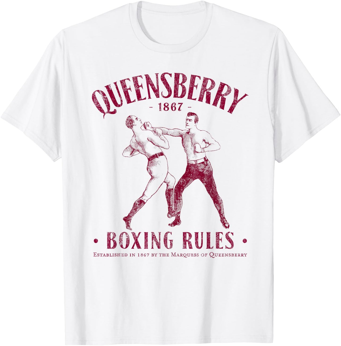 Distressed Vintage Boxing - Queensbury Boxing Rules T-Shirt - T-Shirt | White