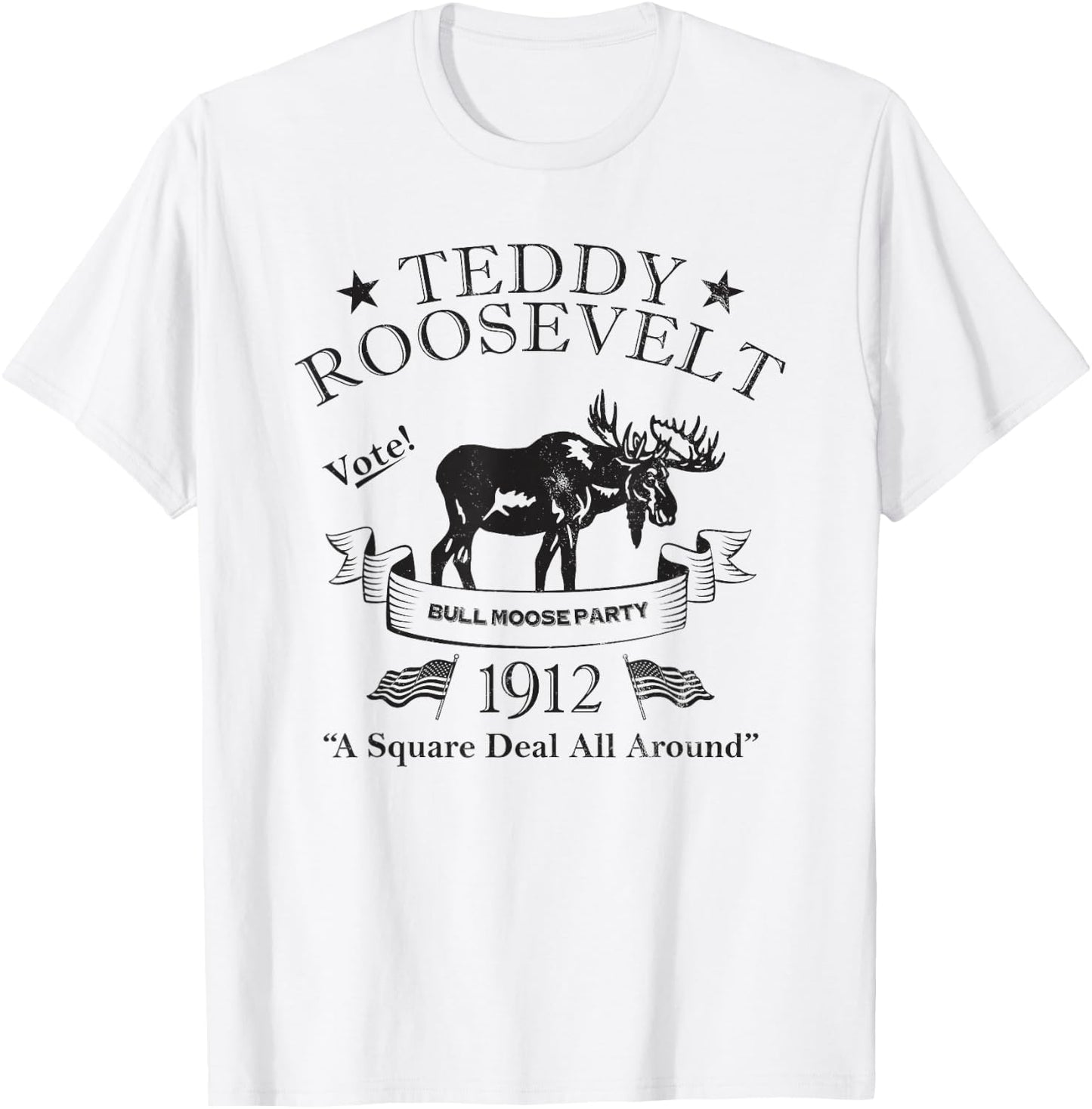 Bull Moose Party Vintage Teddy Roosevelt Campaign Political Small T-Shirt - T-Shirt | White