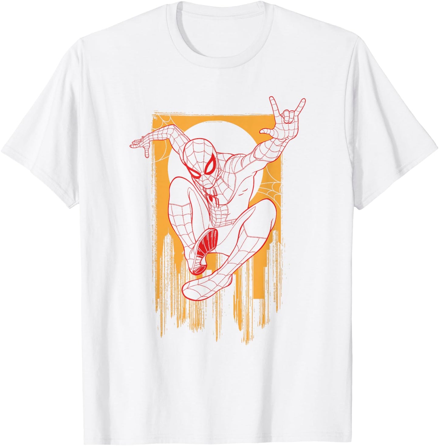 Marvel Spider-Man Day Spidey Drip Line Art Poster T-Shirt - T-Shirt | White
