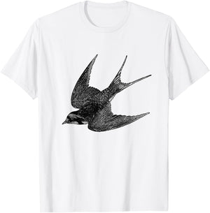 Barn Swallow Bird Print T-Shirt - T-Shirt | White
