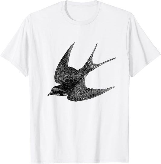 Barn Swallow Bird Print T-Shirt - T-Shirt | White