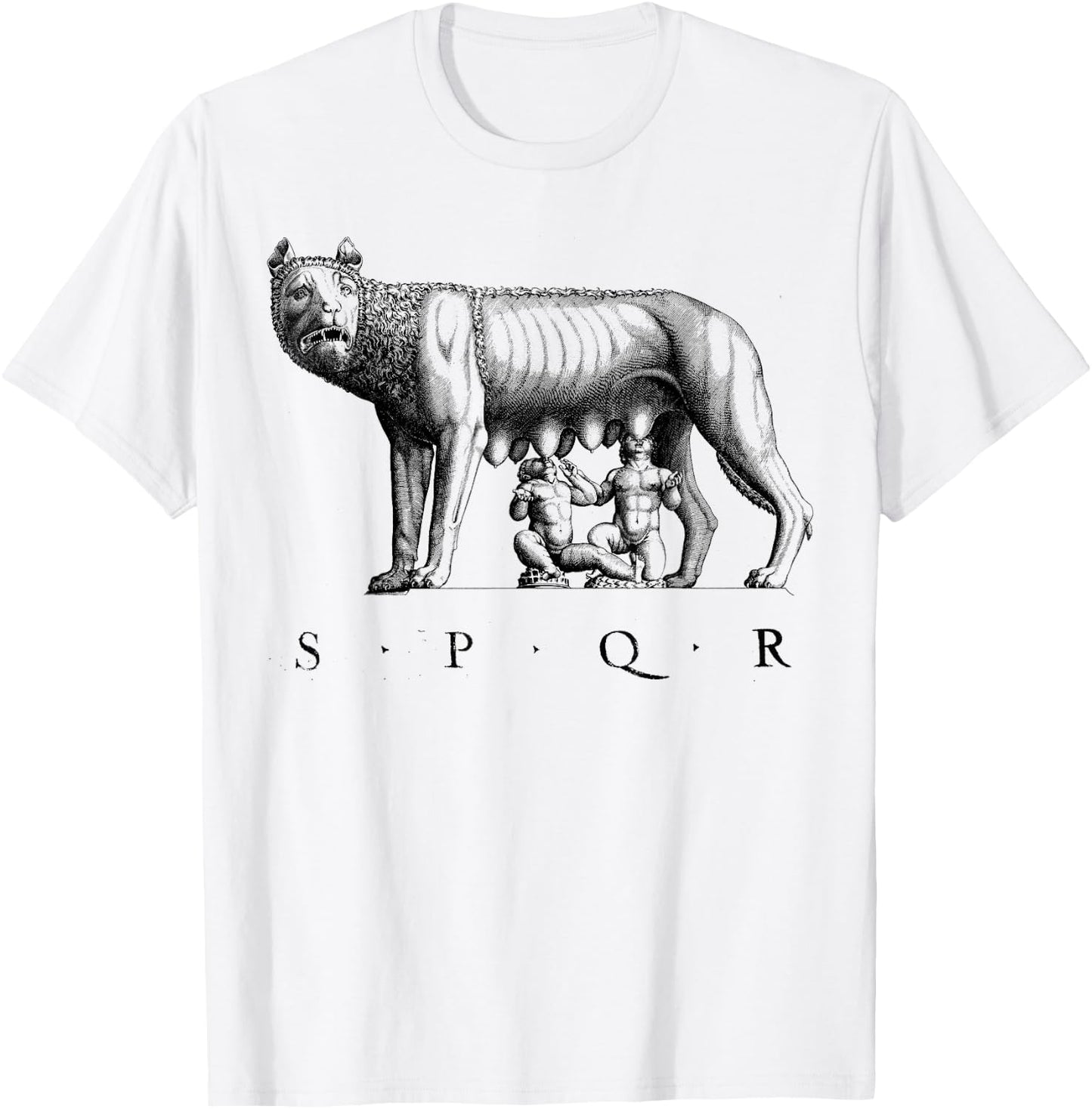 SPQR Roman Rome Wolf Romulus Remus T-Shirt - T-Shirt | White