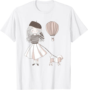 Sassy Southern Charm & Grace | Paris France | Cute French Girl & Poodle Gift T-Shirt - T-Shirt | White