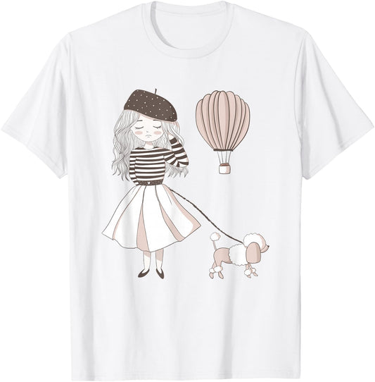 Sassy Southern Charm & Grace | Paris France | Cute French Girl & Poodle Gift T-Shirt - T-Shirt | White