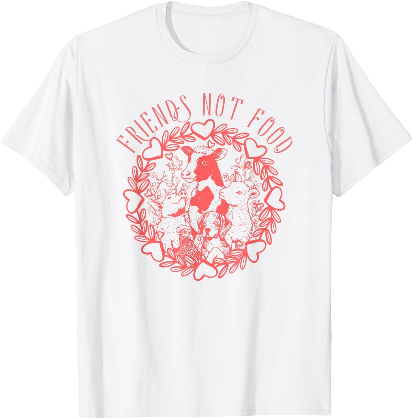 Animals Are Friends Not Food Vegetarian Vegan Lover T-Shirt - T-Shirt | White