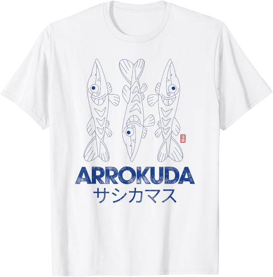 Pokémon Arrokuda Sasikamasu Line Art Distressed Portrait T-Shirt - T-Shirt | White