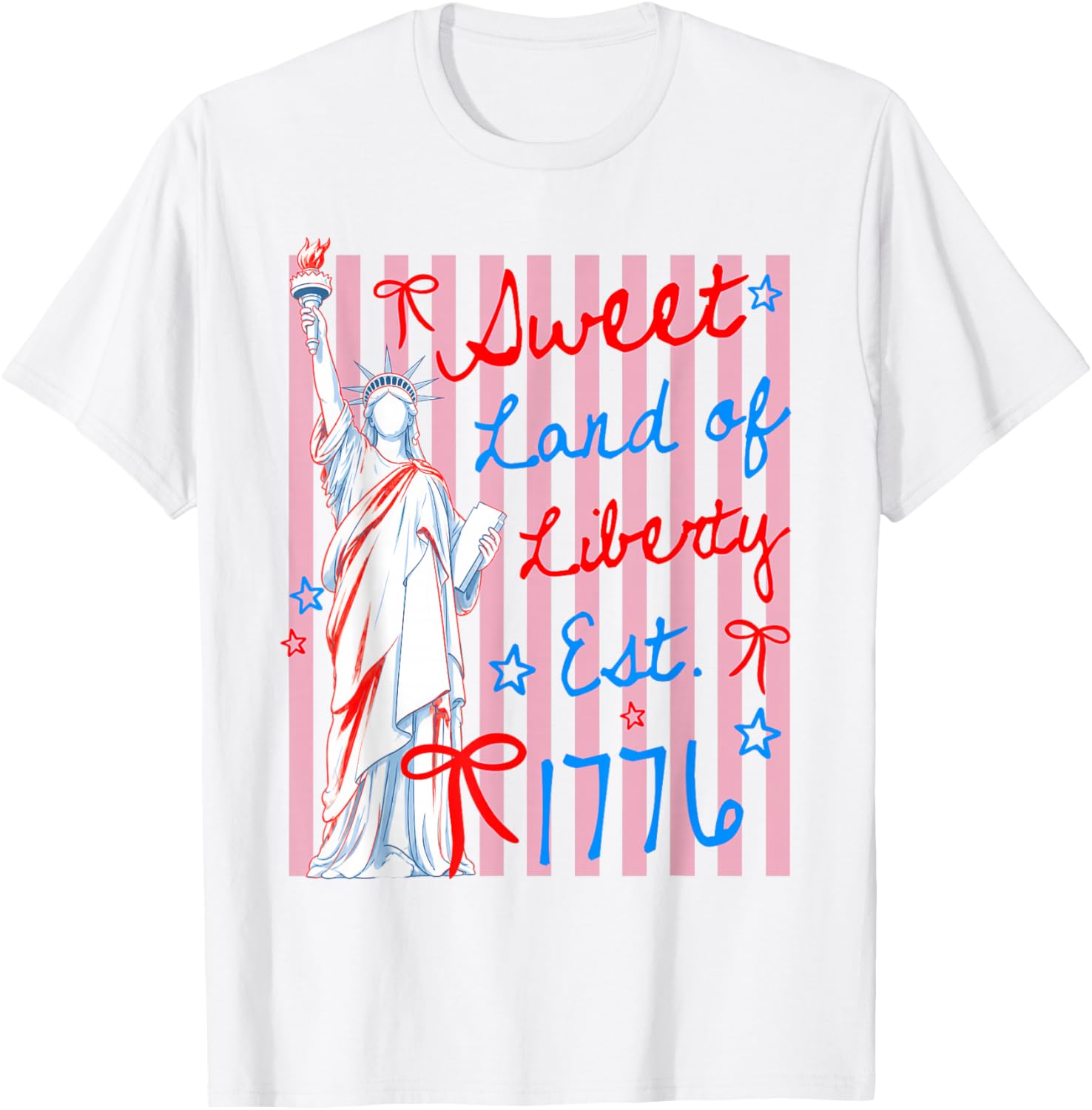 Sweet Land of Liberty Est 1776 4th July USA Flag Men Women T-Shirt - T-Shirt | White
