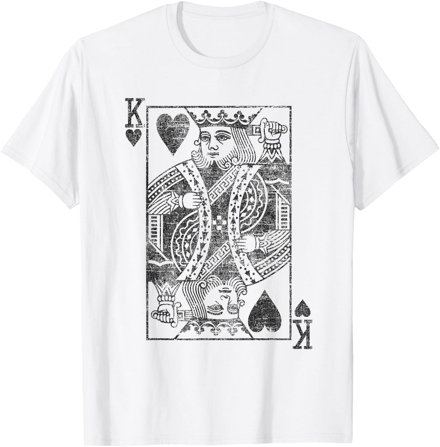 King of Hearts Playing Card Costume Poker Distressed T-Shirt - T-Shirt | White