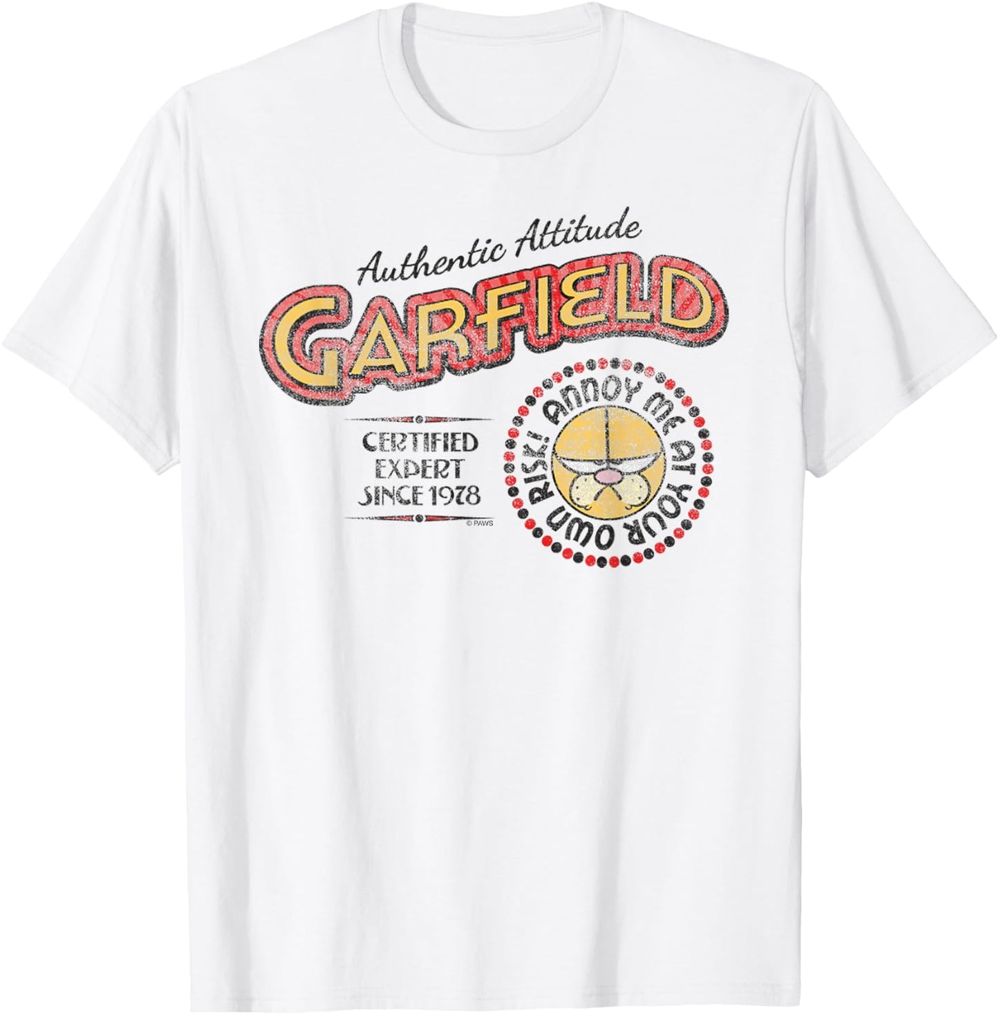 Garfield Authentic Attitude Expert Cartoon Cat T-Shirt - T-Shirt | White