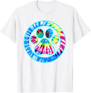 Tie Dye Animal Cat Dog Paw Print | Pet Lover Shirt Gift T-Shirt - T-Shirt | White