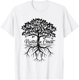 Rooted in Christ Shirt Christian Faith Bible Verse Mom T-Shirt - T-Shirt | White