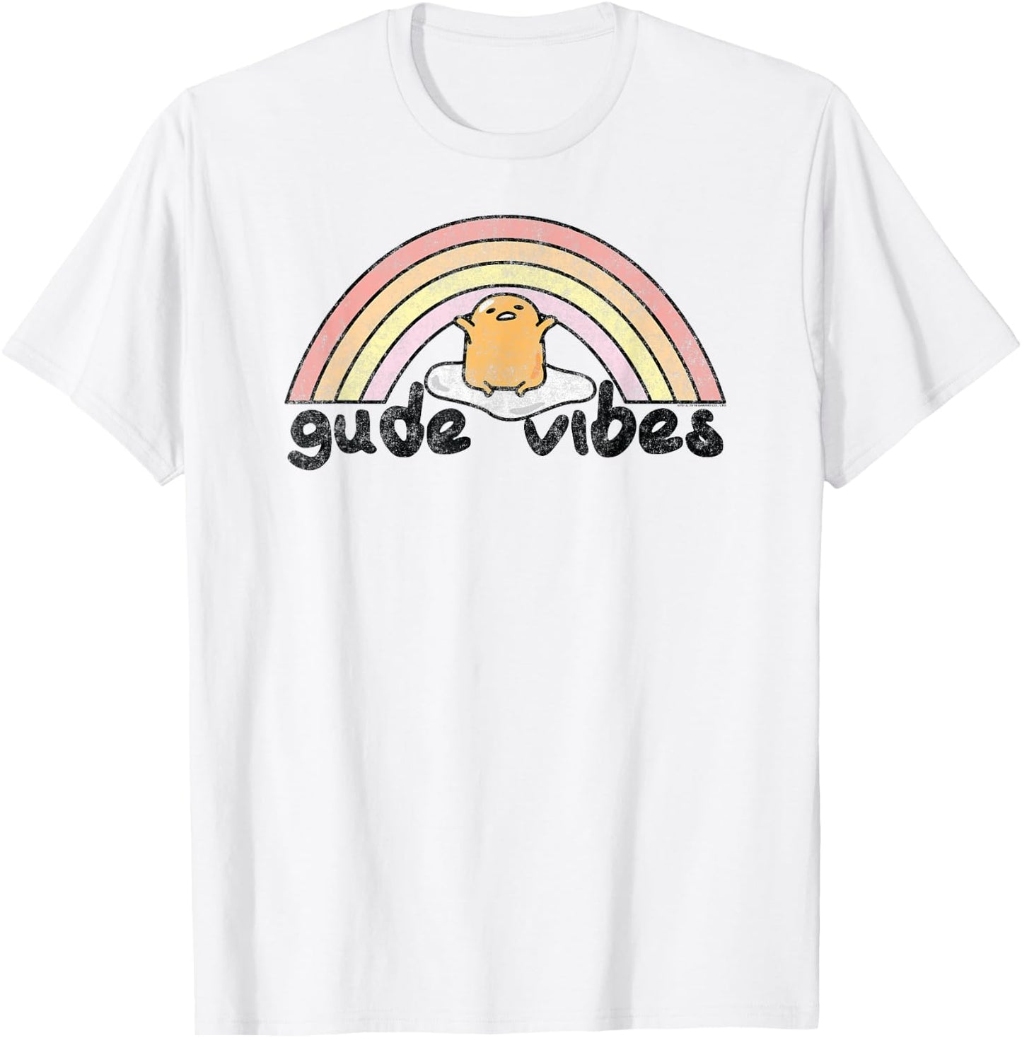 Gudetama Gude Vibes Good Vibes Rainbow Small T-Shirt - T-Shirt | White
