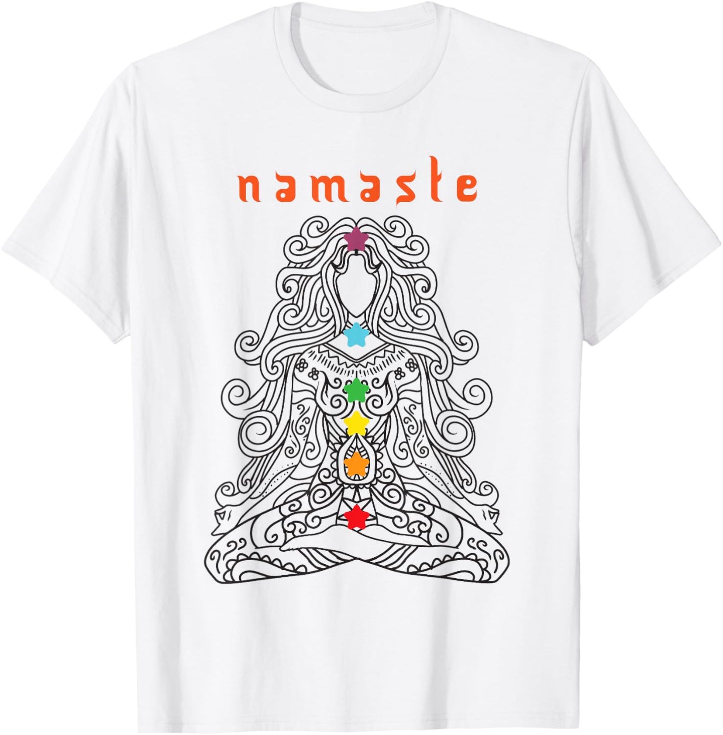 Namaste Design, Yoga Pose with Chakra Awesome Gift T-Shirt - T-Shirt | White