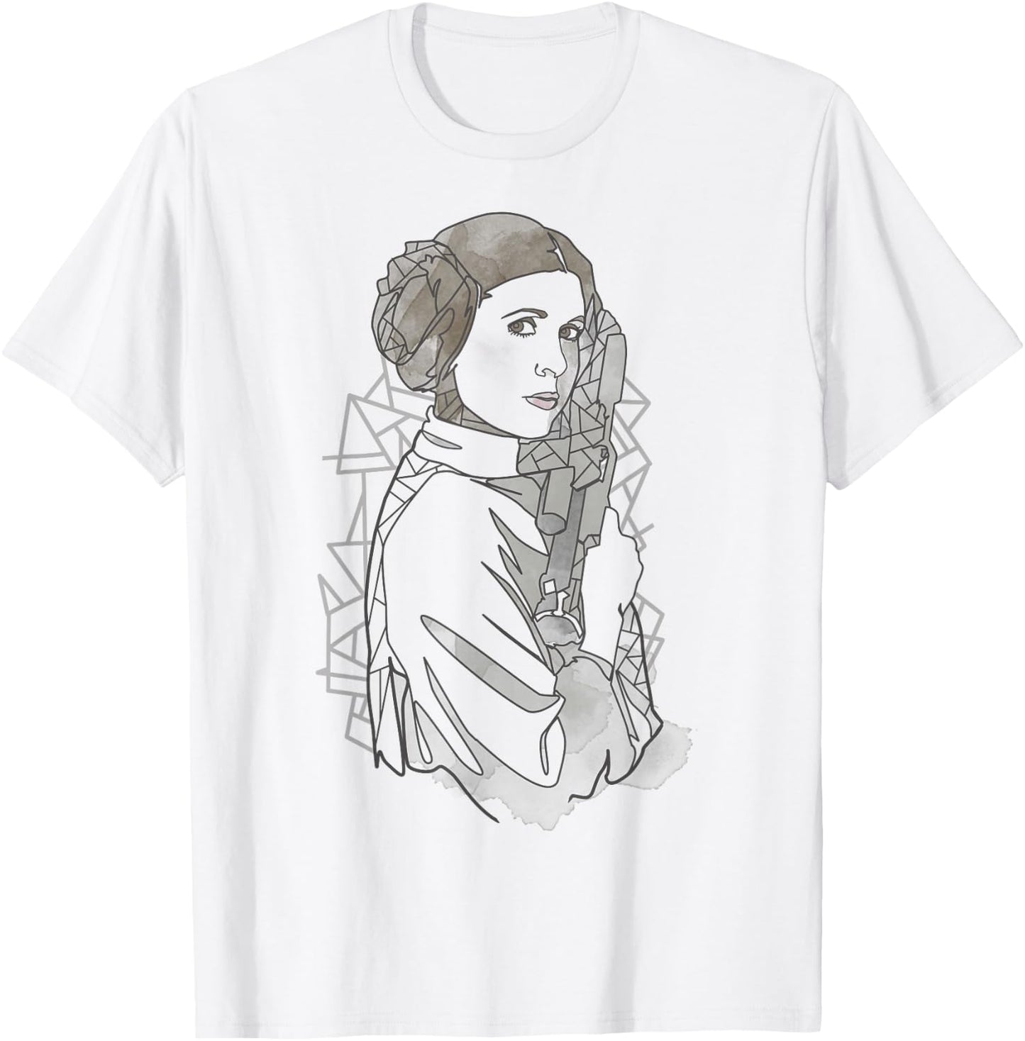 Star Wars Princess Leia Geometric Line Drawing T-Shirt - T-Shirt | White