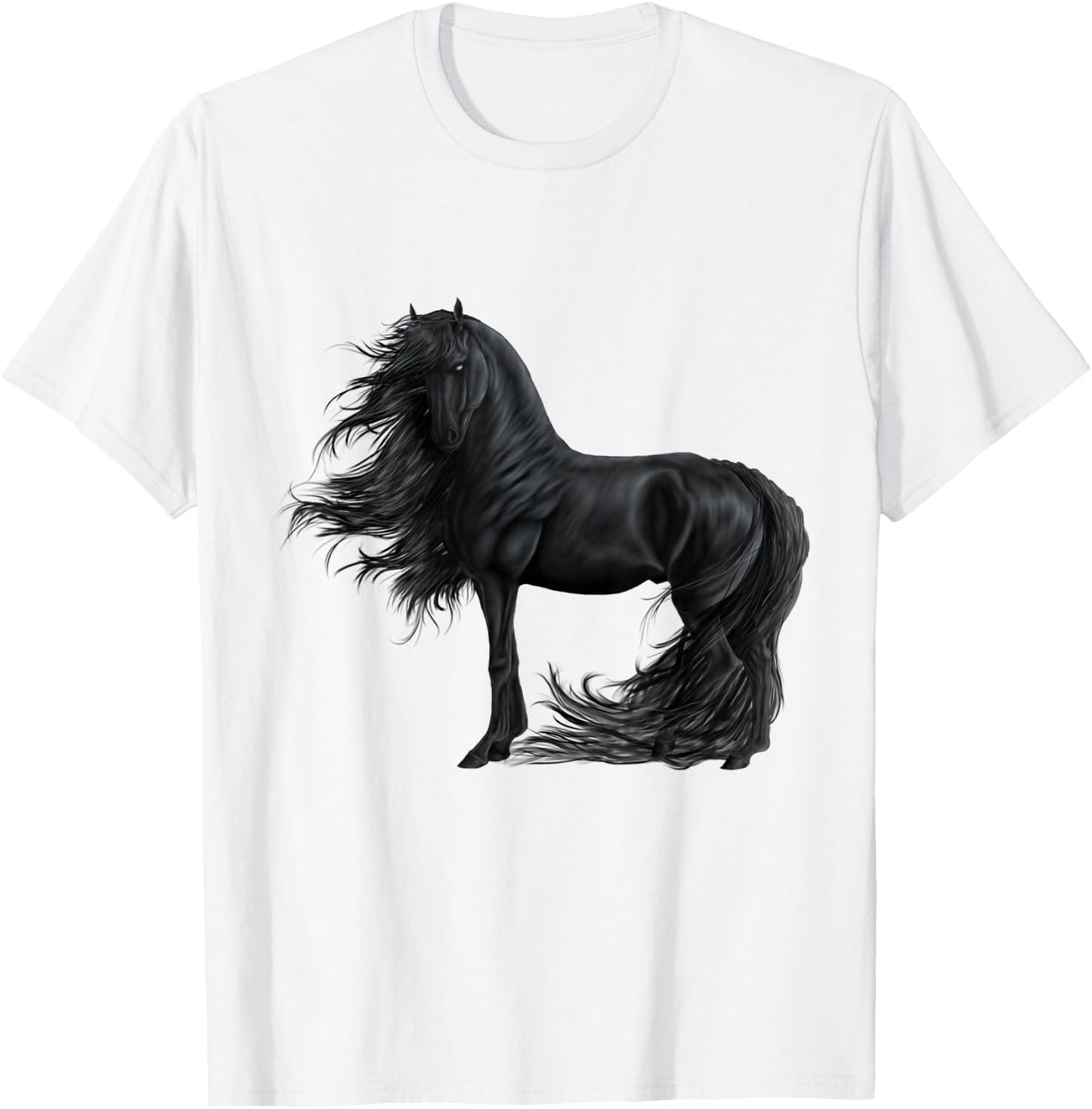 Horse Painting Riding Frisian Horse Rider Birthday T-Shirt - T-Shirt | White