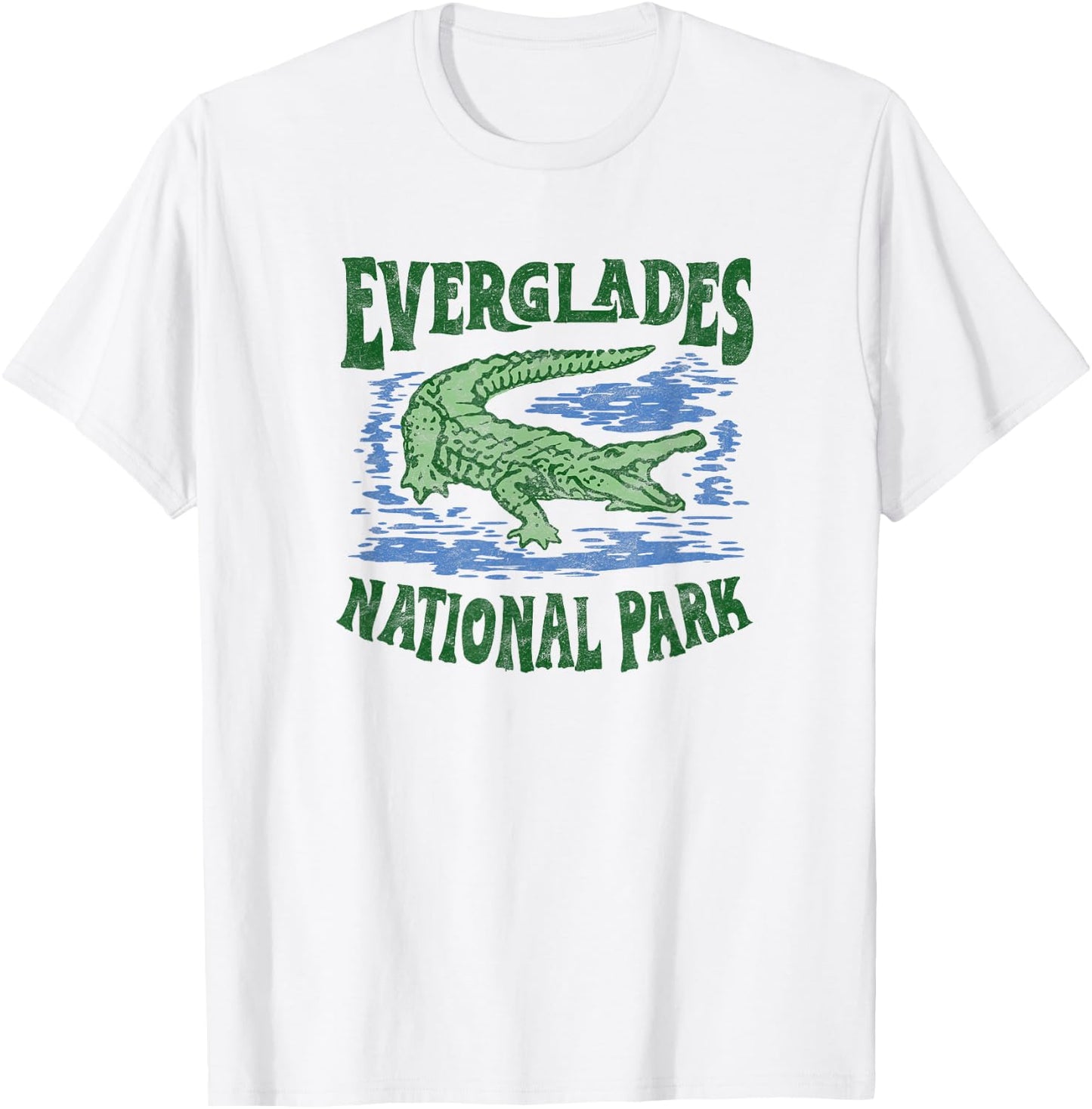 Everglades National Park Florida Retro Alligator T-Shirt - T-Shirt | White