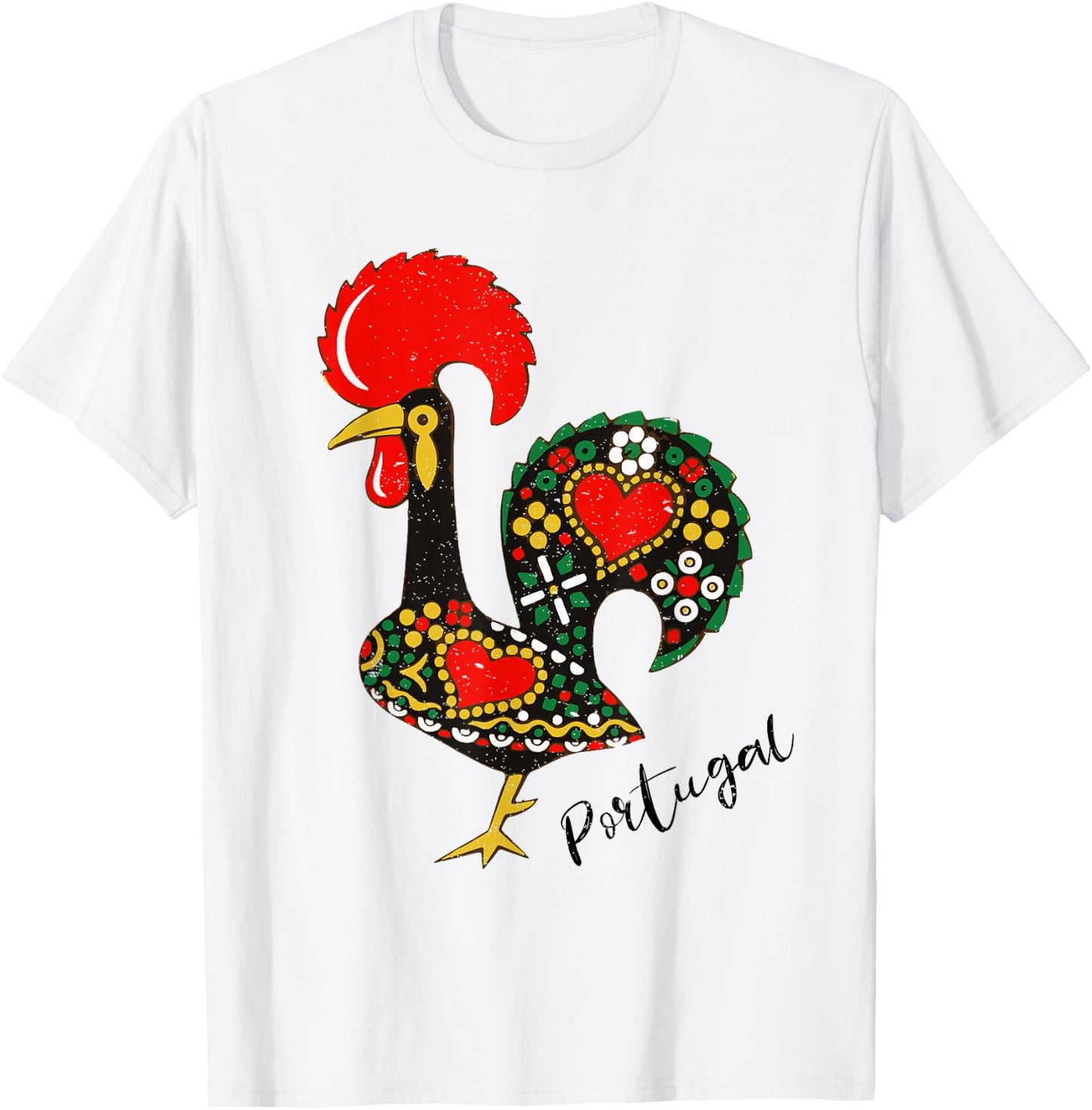Galo de Barcelos - Portuguese Rooster Design T-Shirt - T-Shirt | White