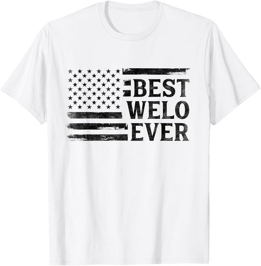 Best Welo Ever Black Vintage USA Flag Father's Day T-Shirt - T-Shirt | White