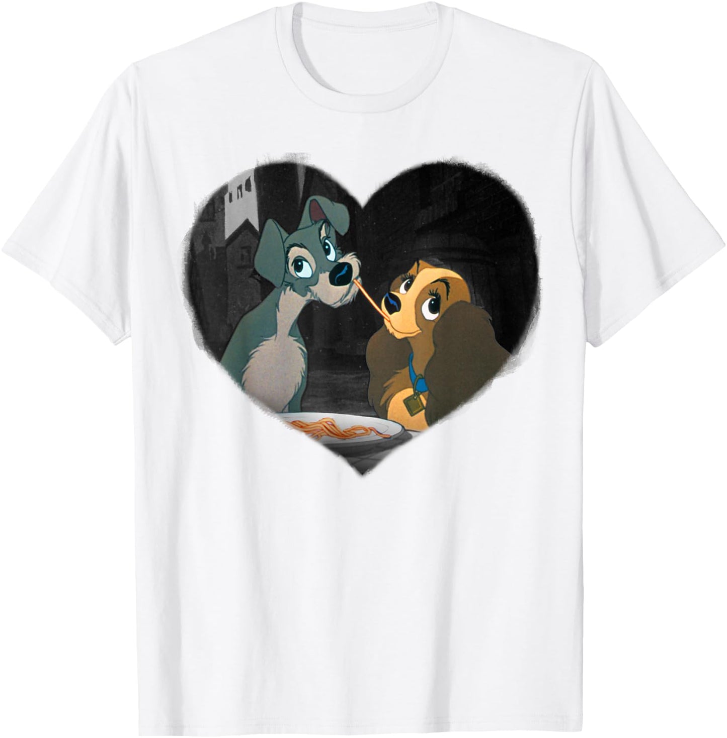 Lady and the Tramp - Spaghetti Kiss Heart T-Shirt - T-Shirt | White