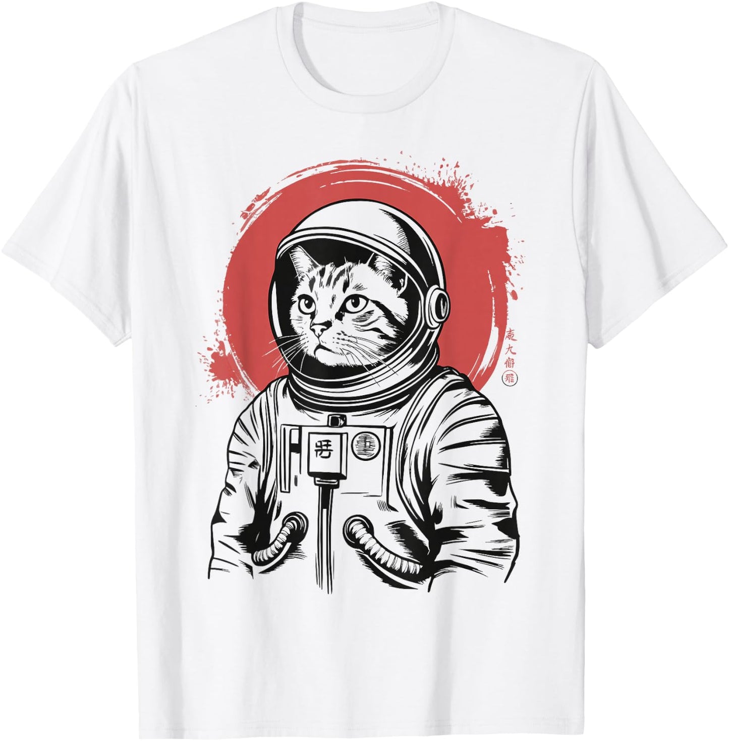 Japanese Space Cat Astronaut Kawaii T-Shirt - T-Shirt | White