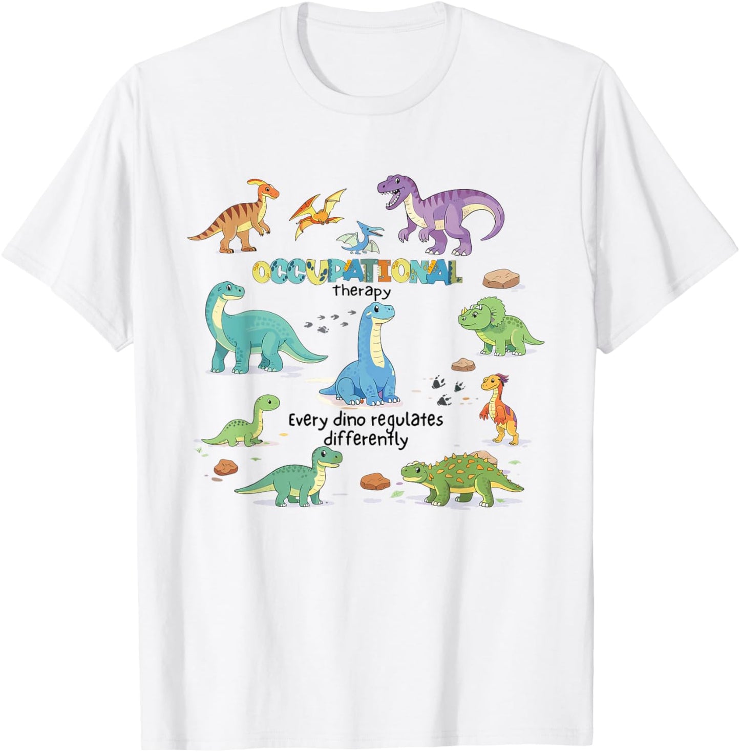 Retro Dinosaur Occupational Therapy OT OTA Graduation T-Shirt - T-Shirt | White