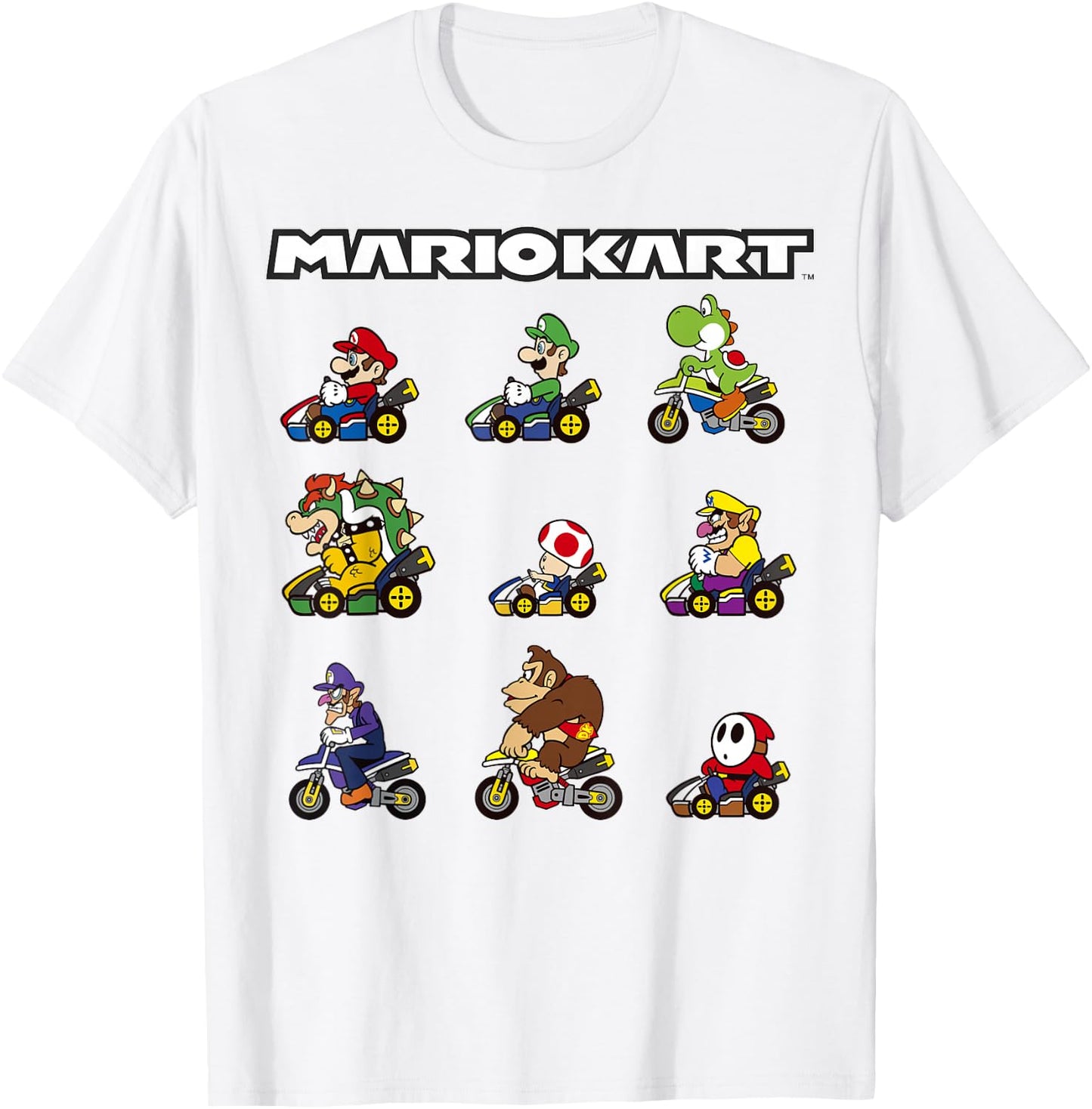 Nintendo Mario Kart Racers Ready Line-Up Graphic Small T-Shirt - T-Shirt | White