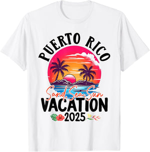 Puerto Rico Vacation 2025 Souvenir Matching Family Group by Puerto Rico Vacation Souvenir Holiday for Families, Couples, Groups - Blue, -Adults, -Kids, Short Sleeve T-Shirt - T-Shirt | White